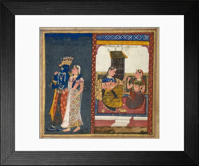 Framed Print : Radha and Krishna Embracing, Leaf from a Gita Govinda, c. 1650. Creator: Unknown Framed Print : Radha and Krishna Embracing, Leaf from a Gita Govinda, c. 1650. Creator: Unknown