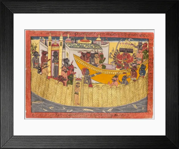 Framed Print : Ravanas sister complains that her nose was cut off by Lakshmana as the demons Framed Print : Ravanas sister complains that her nose was cut off by Lakshmana as the demons