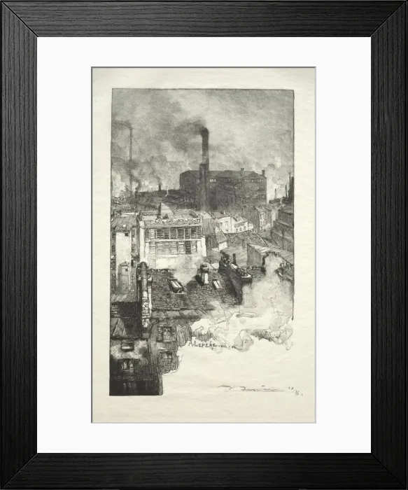 Framed Print : Quartier des Gobelins, 1889. Creator: Auguste Louis Lepere (French, 1849-1918) Framed Print : Quartier des Gobelins, 1889. Creator: Auguste Louis Lepere (French, 1849-1918)