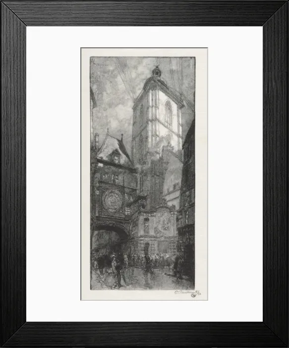 Framed Print : Rouen Illustre: La Gros Horloge, 1888. Creator: Auguste Louis Lepere (French, 1849-1918) Framed Print : Rouen Illustre: La Gros Horloge, 1888. Creator: Auguste Louis Lepere (French, 1849-1918)