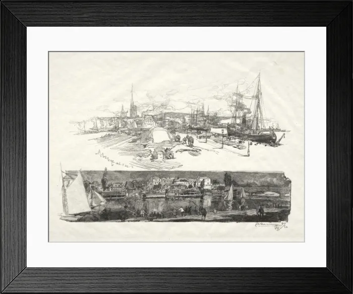 Framed Print : Rouen Illustre: Les Nouveaux Quais-LIle La Croix, 1896. Creator: Auguste Louis Lepere Framed Print : Rouen Illustre: Les Nouveaux Quais-LIle La Croix, 1896. Creator: Auguste Louis Lepere