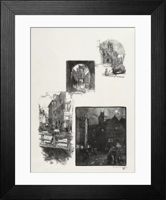 Framed Print : Rouen Illustre: Rue des Charretes; Rue de Halage; Rue Eau de Robec; Place des Arts, 1896 Framed Print : Rouen Illustre: Rue des Charretes; Rue de Halage; Rue Eau de Robec; Place des Arts, 1896