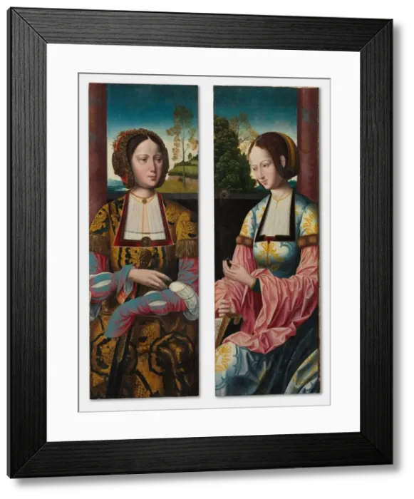 Framed Print : Saint Catherine and Saint Barbara (pair), c. 1520. Creator: Master of the Holy Blood Framed Print : Saint Catherine and Saint Barbara (pair), c. 1520. Creator: Master of the Holy Blood