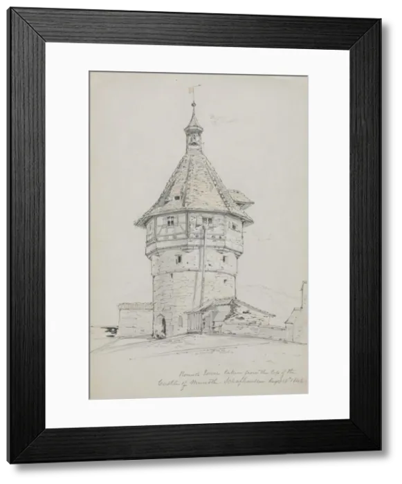 Framed Print : Round Tower, Castle of Munoth, Schafhausen, Switzerland, 1842. Creator: John William Casilear Framed Print : Round Tower, Castle of Munoth, Schafhausen, Switzerland, 1842. Creator: John William Casilear
