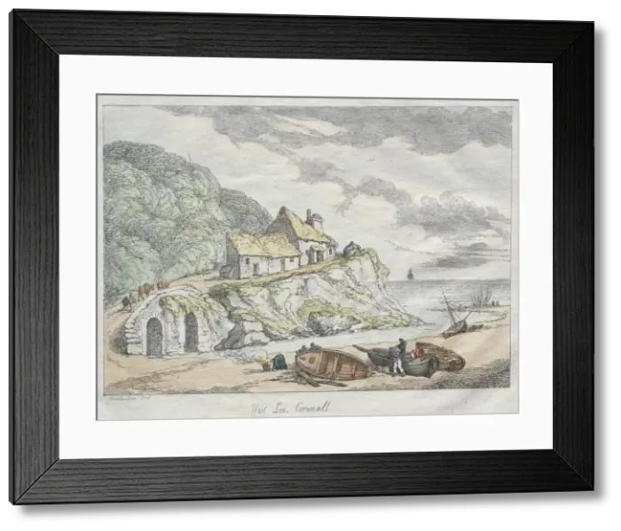 Framed Print : Rowlandsons Sketches from Nature: West Loo, Cornwall, 1822. Creator: Thomas Rowlandson (British Framed Print : Rowlandsons Sketches from Nature: West Loo, Cornwall, 1822. Creator: Thomas Rowlandson (British