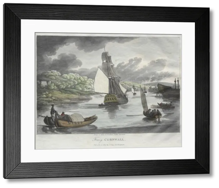 Framed Print : Rowlandsons Sketches from Nature: Fowey, Cornwall, 1809. Creator: Thomas Rowlandson (British Framed Print : Rowlandsons Sketches from Nature: Fowey, Cornwall, 1809. Creator: Thomas Rowlandson (British