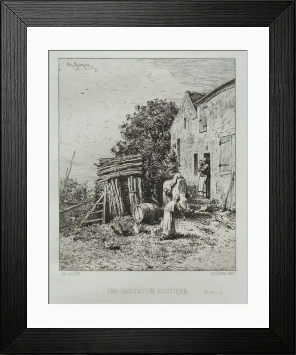 Framed Print : Rustic House. Creator: Charles-Emile Jacque (French, 1813-1894) Framed Print : Rustic House. Creator: Charles-Emile Jacque (French, 1813-1894)