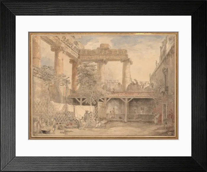 Framed Print : Roman Ruins, Villa Pamfili, 1774. Creator: Hubert Robert (French, 1733-1808)