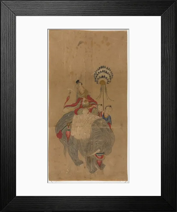 Framed Print : Samantabhadra on an Elephant with Two Attendants, 1392-1910. Creator: Unknown Framed Print : Samantabhadra on an Elephant with Two Attendants, 1392-1910. Creator: Unknown