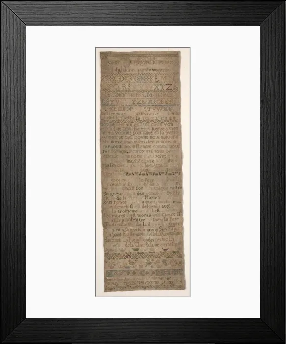Framed Print : Sampler, 1717. Creator: Unknown
