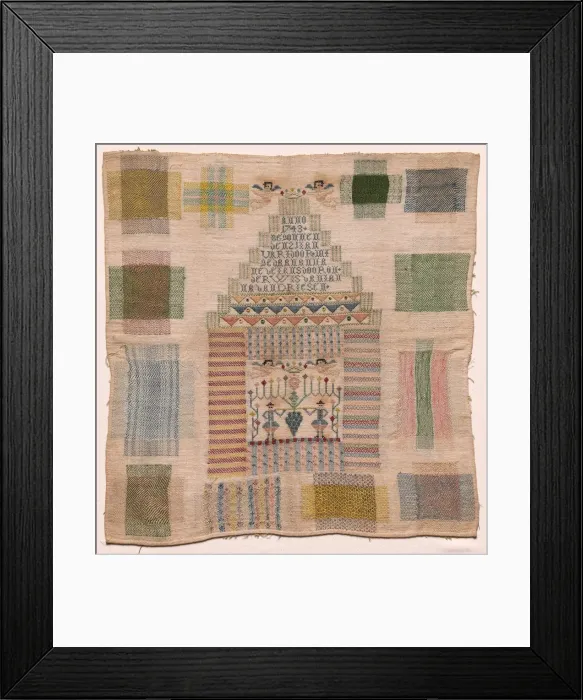 Framed Print : Sampler, 1743. Creator: Unknown Framed Print : Sampler, 1743. Creator: Unknown