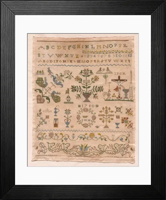 Framed Print : Sampler, 1750. Creator: Unknown Framed Print : Sampler, 1750. Creator: Unknown