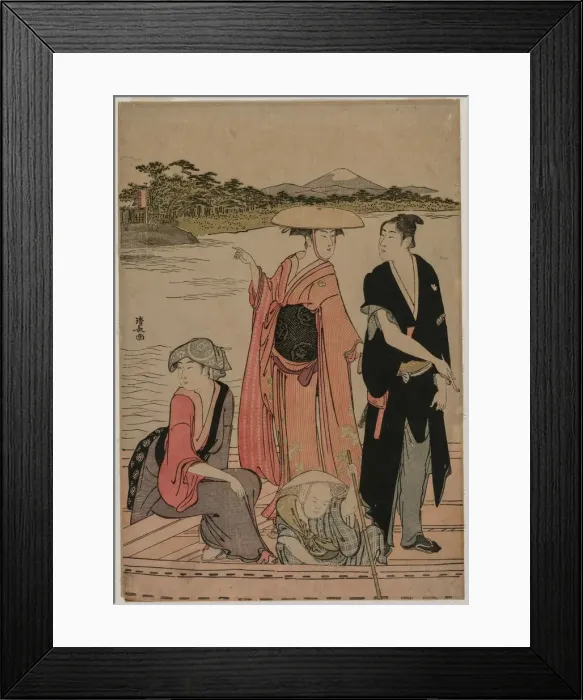 Framed Print : Passengers in a Ferry Boat on the Sumida River, 1784. Creator: Torii Kiyonaga (Japanese Framed Print : Passengers in a Ferry Boat on the Sumida River, 1784. Creator: Torii Kiyonaga (Japanese