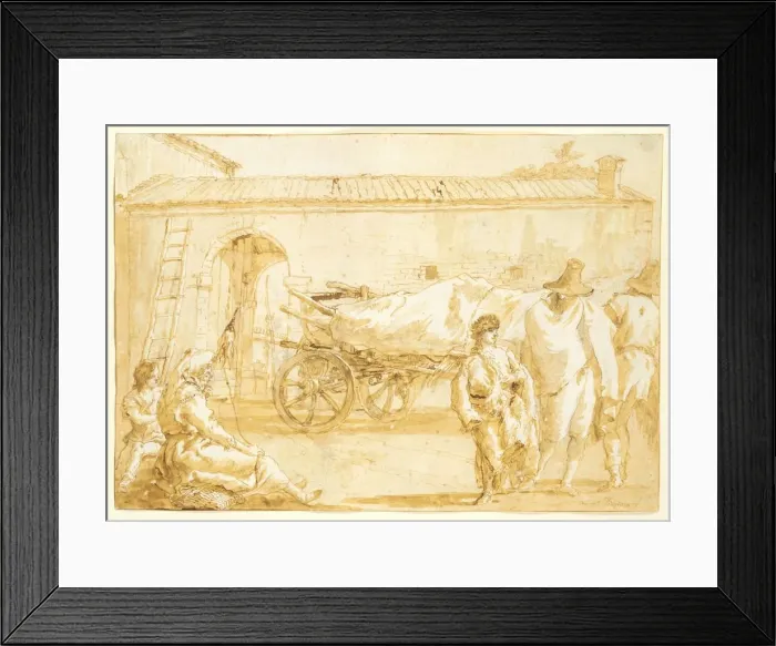 Framed Print : Peasants with a Farm-cart, c. 1790. Creator: Giovanni Domenico Tiepolo (Italian, 1727-1804) Framed Print : Peasants with a Farm-cart, c. 1790. Creator: Giovanni Domenico Tiepolo (Italian, 1727-1804)