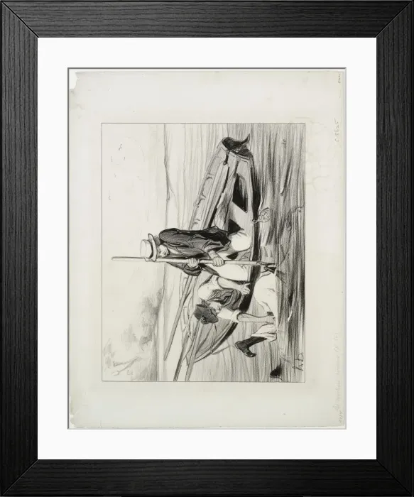 Framed Print : Parisian Boatmen, plate 14: Man Overboard, 1843. Creator: Honore Daumier (French Framed Print : Parisian Boatmen, plate 14: Man Overboard, 1843. Creator: Honore Daumier (French