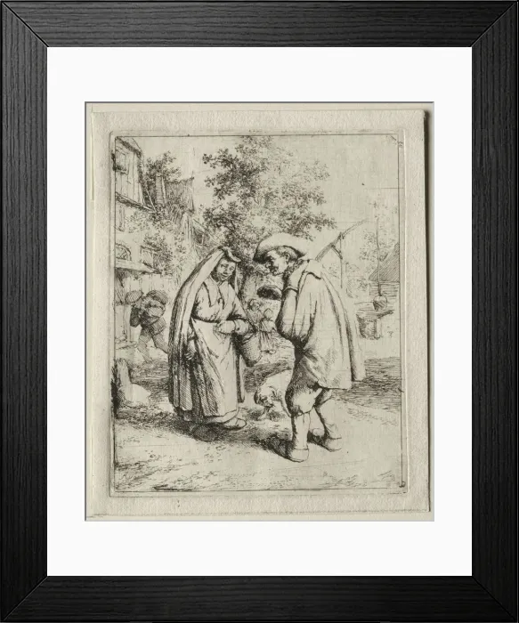 Framed Print : Peasant Conversing with a Woman. Creator: Adriaen van Ostade (Dutch, 1610-1684) Framed Print : Peasant Conversing with a Woman. Creator: Adriaen van Ostade (Dutch, 1610-1684)