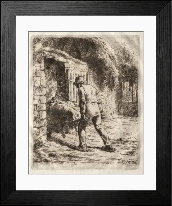 Framed Print : Peasant with a Wheelbarrow, 1855. Creator: Jean-Francois Millet (French, 1814-1875) Framed Print : Peasant with a Wheelbarrow, 1855. Creator: Jean-Francois Millet (French, 1814-1875)