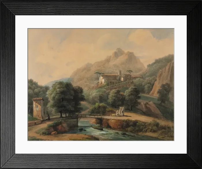 Framed Print : Paysage Italien: LAbbaye et Les Religieux, late 1800s-1900s. Creator: Jean-Victor Bertin (French Framed Print : Paysage Italien: LAbbaye et Les Religieux, late 1800s-1900s. Creator: Jean-Victor Bertin (French