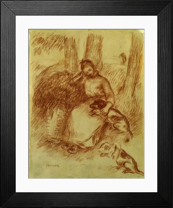 Framed Print : Peasant Girl with Dog, c. 1894. Creator: Pierre-Auguste Renoir (French, 1841-1919) Framed Print : Peasant Girl with Dog, c. 1894. Creator: Pierre-Auguste Renoir (French, 1841-1919)