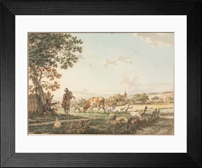 Framed Print : Pastoral Landscape with Village, 1799. Creator: Jacob Cats (Dutch, 1741-1799)