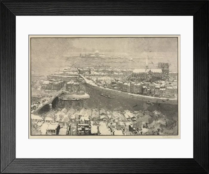 Framed Print : Paris under Snow, 1890. Creator: Auguste Louis Lepere (French, 1849-1918) Framed Print : Paris under Snow, 1890. Creator: Auguste Louis Lepere (French, 1849-1918)