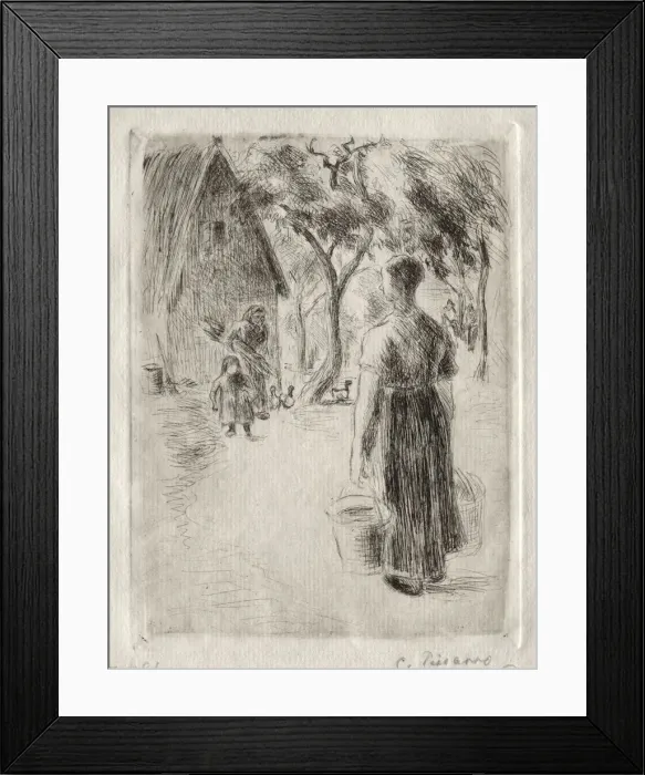 Framed Print : Paysanne portant des seaux, 1889. Creator: Camille Pissarro (French, 1830-1903) Framed Print : Paysanne portant des seaux, 1889. Creator: Camille Pissarro (French, 1830-1903)