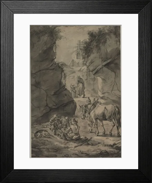 Framed Print : Peasants in a Rocky Landscape, second third 1600s. Creator: Jan Wouwerman (Dutch, 1629-1666) Framed Print : Peasants in a Rocky Landscape, second third 1600s. Creator: Jan Wouwerman (Dutch, 1629-1666)