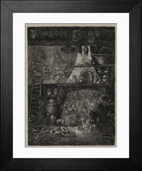 Framed Print : Peasant Interior in the Haute-Garonne, 1858. Creator: Rodolphe Bresdin (French, 1822-1885) Framed Print : Peasant Interior in the Haute-Garonne, 1858. Creator: Rodolphe Bresdin (French, 1822-1885)