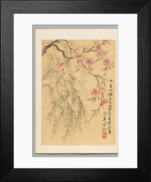 Framed Print : Peach Blossoms and Willows, 1842. Creator: Hanko Okada (Japanese, 1782-1845) Framed Print : Peach Blossoms and Willows, 1842. Creator: Hanko Okada (Japanese, 1782-1845)