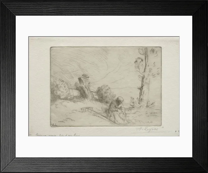 Framed Print : Peasant near a Stone Fence. Creator: Alphonse Legros (French, 1837-1911) Framed Print : Peasant near a Stone Fence. Creator: Alphonse Legros (French, 1837-1911)