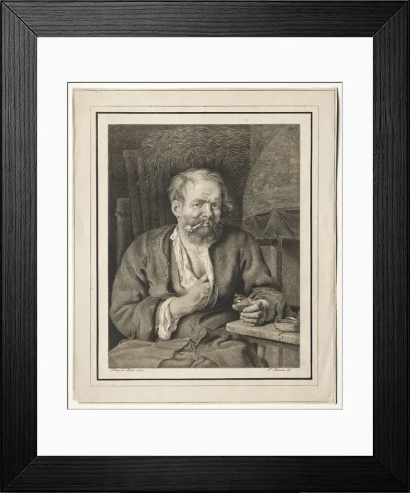 Framed Print : Peasant Sitting at a Table, Smoking a Pipe, 1817-1821. Creator: Johann Nepomuk Strixner (German Framed Print : Peasant Sitting at a Table, Smoking a Pipe, 1817-1821. Creator: Johann Nepomuk Strixner (German