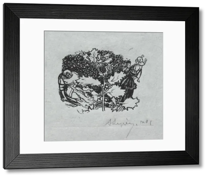 Framed Print : Paris Almanac, 1897: Tail-piece, Winter, 1897. Creator: Auguste Louis Lepere (French Framed Print : Paris Almanac, 1897: Tail-piece, Winter, 1897. Creator: Auguste Louis Lepere (French