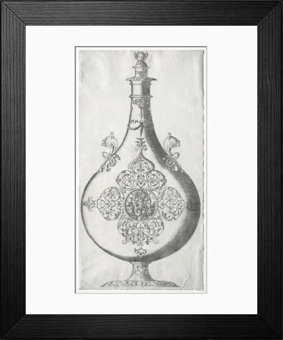 Framed Print : Pear-shaped Bottle with Trophy of Arms. Creator: Mathis Zündt (German, c. 1498-1572) Framed Print : Pear-shaped Bottle with Trophy of Arms. Creator: Mathis Zündt (German, c. 1498-1572)