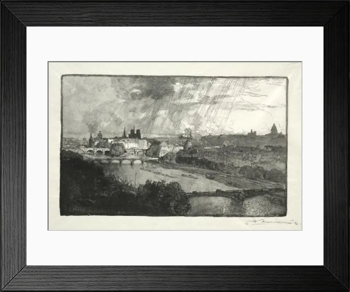 Framed Print : Paris, vu du Pavillon de Flore, 1890. Creator: Auguste Louis Lepere (French, 1849-1918) Framed Print : Paris, vu du Pavillon de Flore, 1890. Creator: Auguste Louis Lepere (French, 1849-1918)