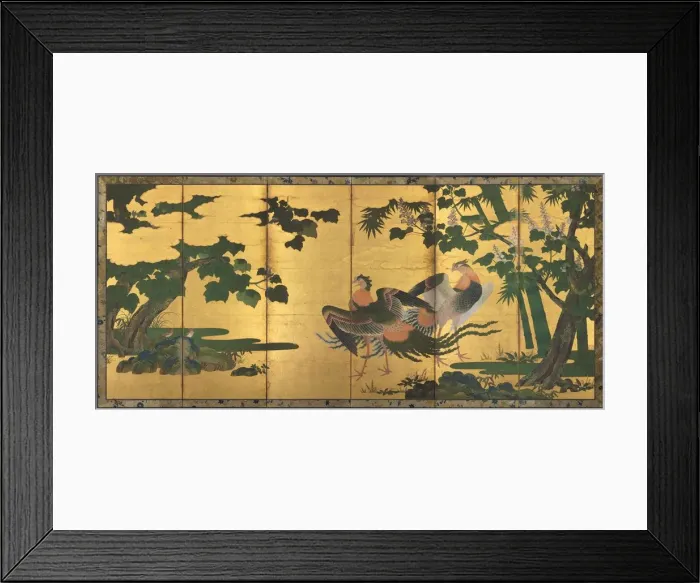 Framed Print : Peafowl and Phoenixes, late 1500s. Creator: Tosa Mitsuyoshi (Japanese, 1539-1613), attributed to Framed Print : Peafowl and Phoenixes, late 1500s. Creator: Tosa Mitsuyoshi (Japanese, 1539-1613), attributed to