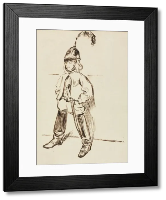 Framed Print : Study of a Child in Helmet and Boots. Creator: Charles Samuel Keene (British, 1823-1891) Framed Print : Study of a Child in Helmet and Boots. Creator: Charles Samuel Keene (British, 1823-1891)