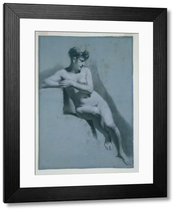 Framed Print : Study of a Nude Woman, Seated Looking to the Right (recto) Study of a Male Nude (verso), c1810 Framed Print : Study of a Nude Woman, Seated Looking to the Right (recto) Study of a Male Nude (verso), c1810