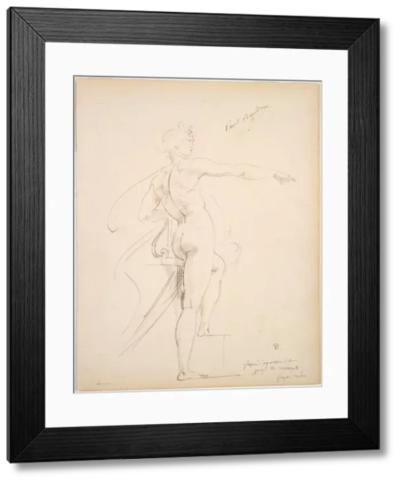 Framed Print : Study of Apollo for Marsyas (recto); Face in Profile (verso), late 1860s. Creator Framed Print : Study of Apollo for Marsyas (recto); Face in Profile (verso), late 1860s. Creator
