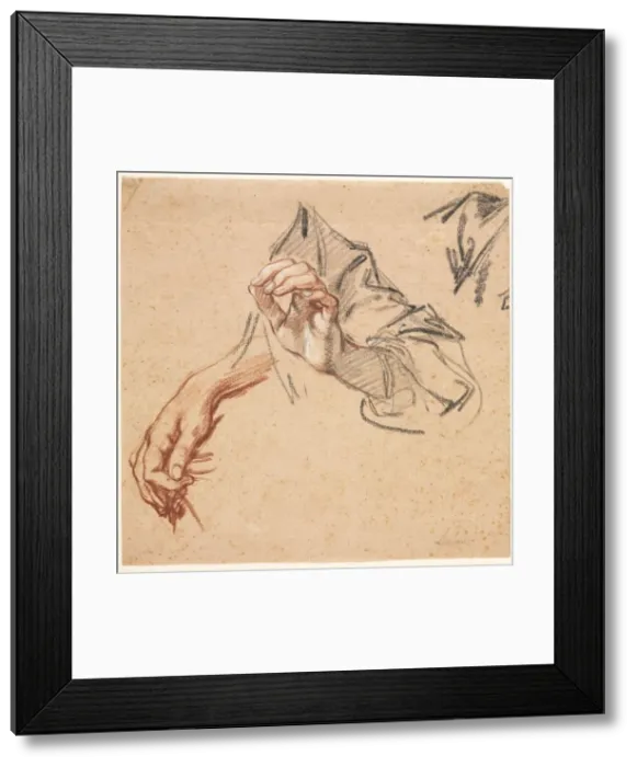 Framed Print : Study of Hands (recto), 1700s. Creator: Pierre Lenfant (French, 1704-1787) Framed Print : Study of Hands (recto), 1700s. Creator: Pierre Lenfant (French, 1704-1787)