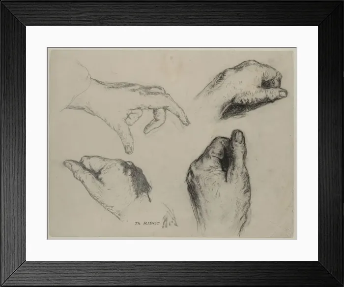 Framed Print : Study of Hands (recto), 1800s. Creator: Theodule Ribot (French, 1823-1891) Framed Print : Study of Hands (recto), 1800s. Creator: Theodule Ribot (French, 1823-1891)
