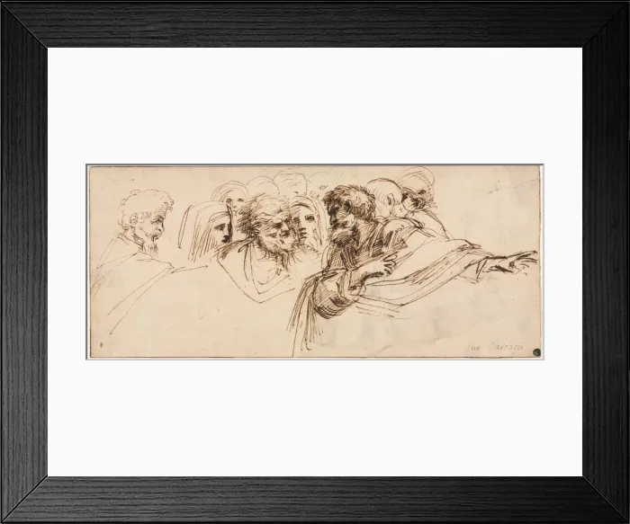 Framed Print : Study of Heads (recto); Crenelated Fortress (verso), 2nd half 1500s. Creator: Agostino Carracci Framed Print : Study of Heads (recto); Crenelated Fortress (verso), 2nd half 1500s. Creator: Agostino Carracci