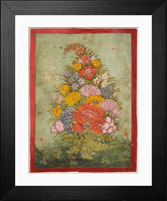 Framed Print : Still life: Bouquet of Flowers Emerging from the Grass, c. 1750. Creator: Unknown Framed Print : Still life: Bouquet of Flowers Emerging from the Grass, c. 1750. Creator: Unknown