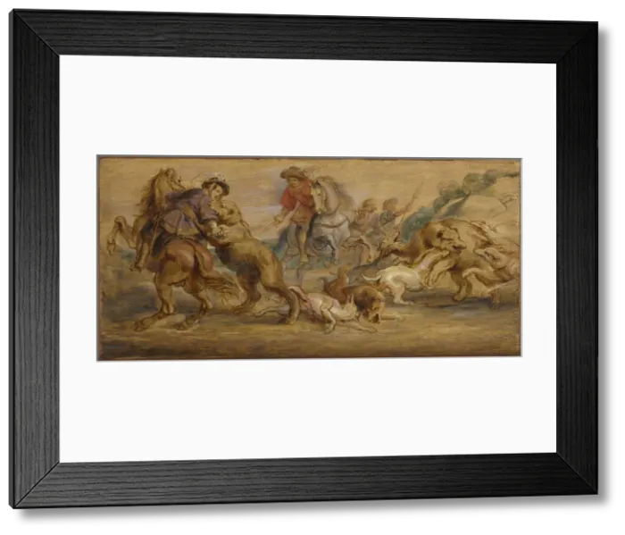 Framed Print : Study for The Bear Hunt (for the Alcazar, Madrid), c. 1639. Creator Framed Print : Study for The Bear Hunt (for the Alcazar, Madrid), c. 1639. Creator