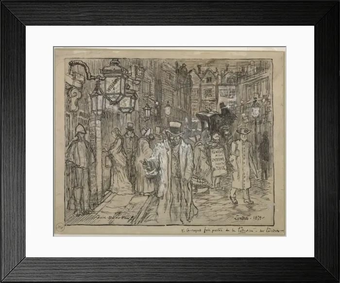 Framed Print : Street Scene in London, 1879. Creator: Felix Hilaire Buhot (French, 1847-1898) Framed Print : Street Scene in London, 1879. Creator: Felix Hilaire Buhot (French, 1847-1898)