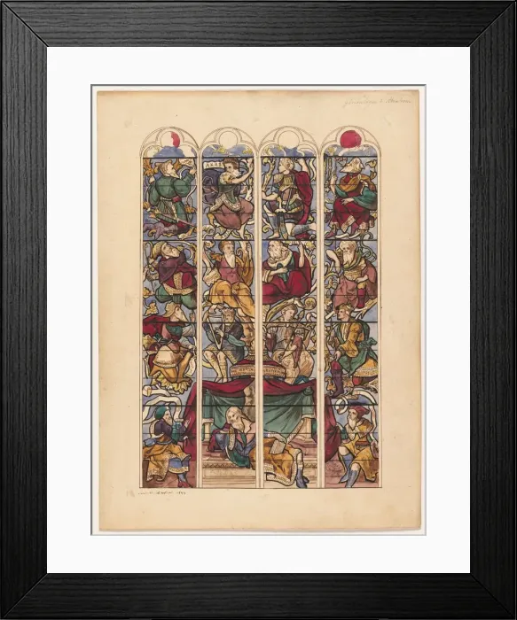 Framed Print : Study for Four Stained Glass Windows Genealogie dAbraham, 1844 Framed Print : Study for Four Stained Glass Windows Genealogie dAbraham, 1844