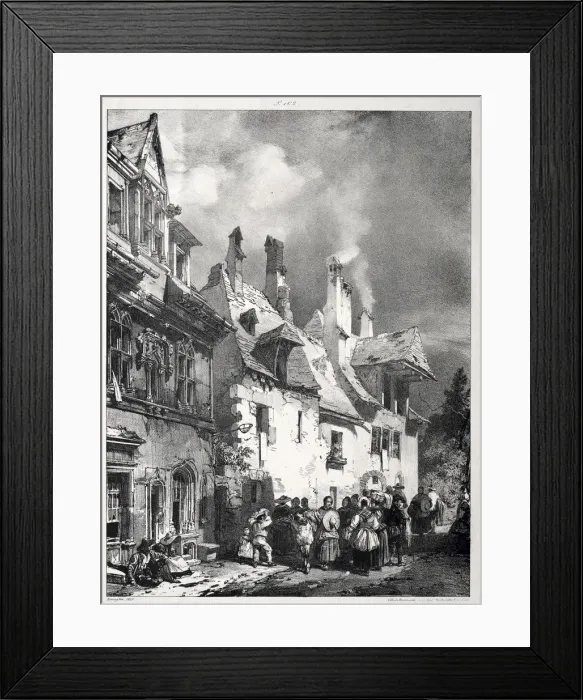Framed Print : Street in the Outskirts of Besancon, France, 1827. Creator: Richard Parkes Bonington (British Framed Print : Street in the Outskirts of Besancon, France, 1827. Creator: Richard Parkes Bonington (British