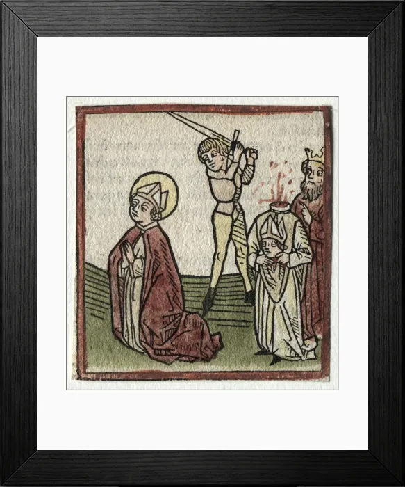 Framed Print : Sts. Theonestus and Albanus;or St. Pancrace. Creator: Günther Zainer (German, d Framed Print : Sts. Theonestus and Albanus;or St. Pancrace. Creator: Günther Zainer (German, d