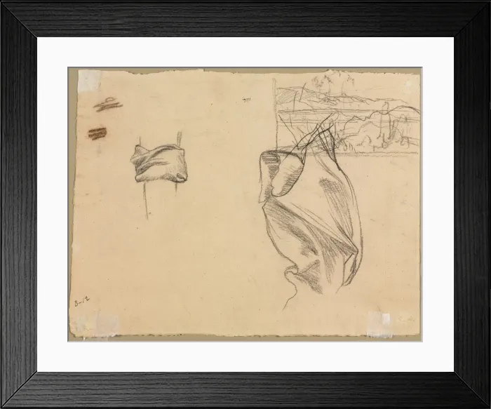 Framed Print : Studies of Drapery and Study of a Landscape (verso), 1800s. Creator: Pierre Puvis de Chavannes Framed Print : Studies of Drapery and Study of a Landscape (verso), 1800s. Creator: Pierre Puvis de Chavannes