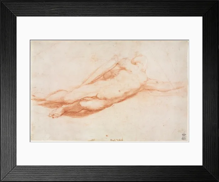 Framed Print : Study of a Fallen Soldier (possibly the Conversion of Saul) (recto), c. 1525. Creator Framed Print : Study of a Fallen Soldier (possibly the Conversion of Saul) (recto), c. 1525. Creator