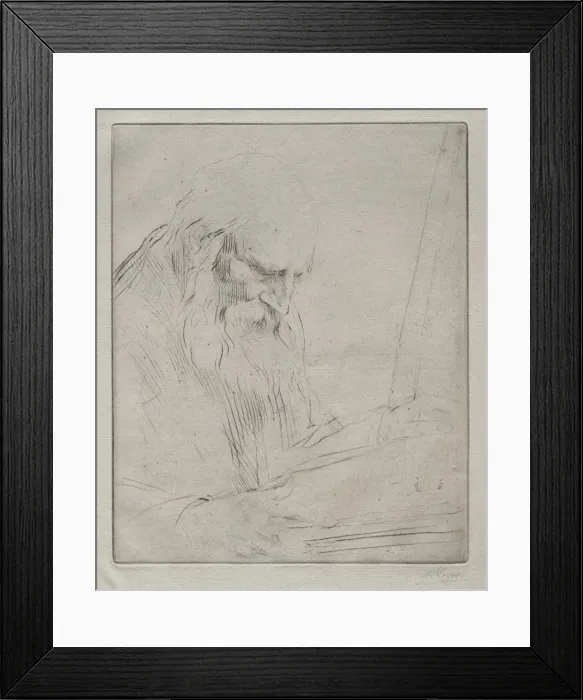 Framed Print : Study of a Man Reading. Creator: Alphonse Legros (French, 1837-1911) Framed Print : Study of a Man Reading. Creator: Alphonse Legros (French, 1837-1911)